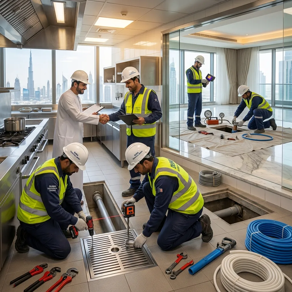 Commercial Kitchen Drainage Retrofit in DIFC | Dubai Technical Works