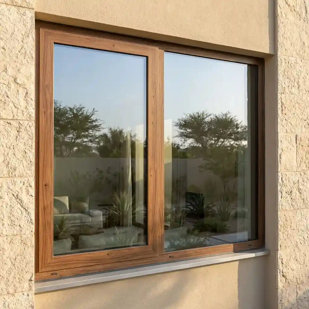 Thermal break aluminium window system with insulated frame installed on a luxury Dubai villa.