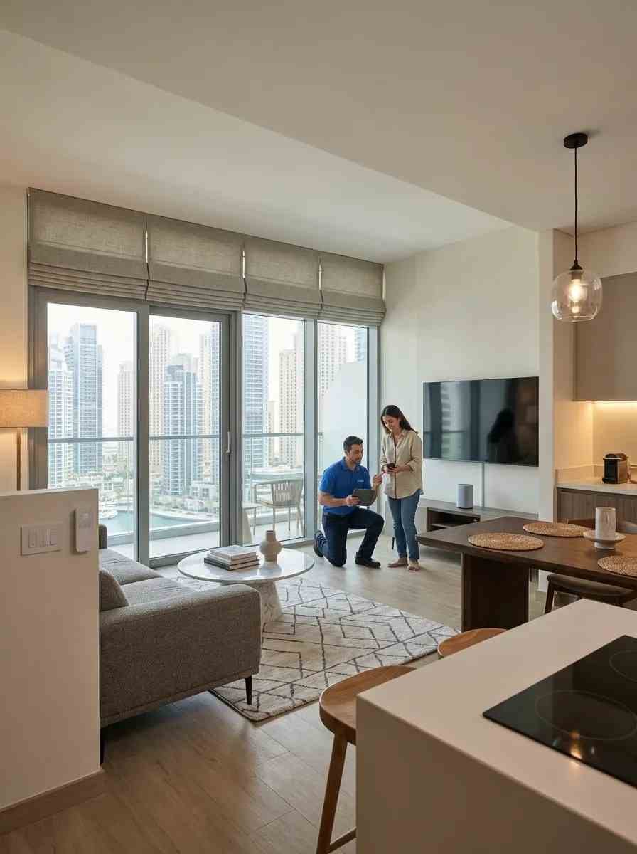 Smart climate and lighting automation retrofit in a Dubai Marina apartment