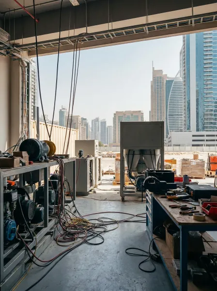 Technical equipment and tools inside a Dubai workshop