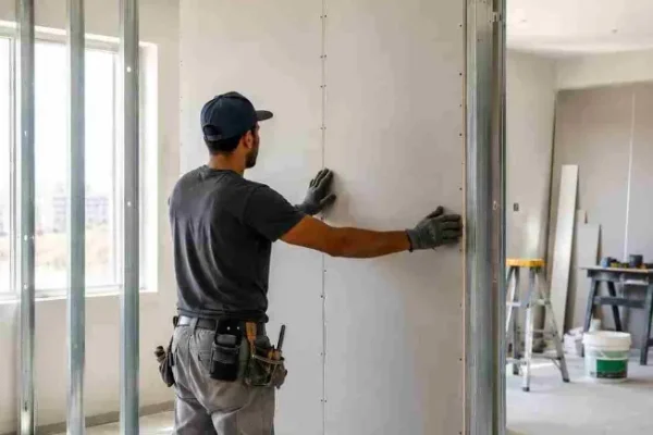 Professional gypsum partition wall installation with metal framing by Dubai Technical Works in Dubai